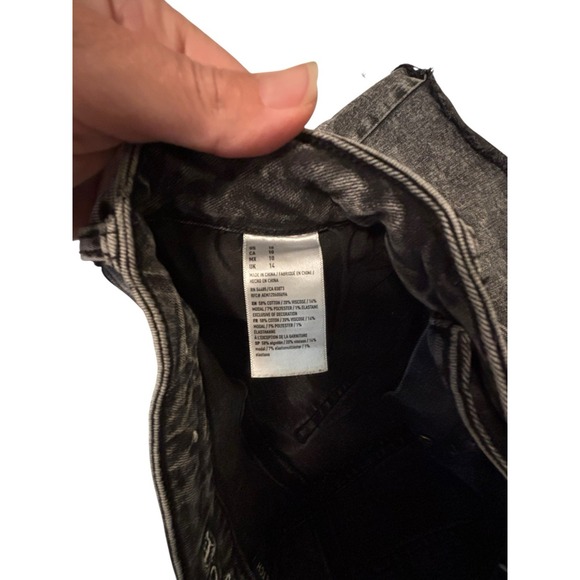 AE American Eagle Jean Micro Mini Skirt Womens 10 Black Denim Button Fly Y2K - Picture 8 of 10